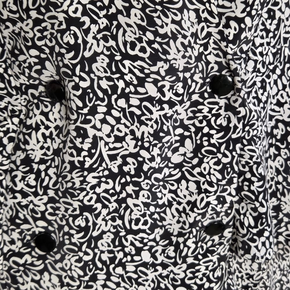 Liz Roberts Vintage Black & White Floral Double-Breasted Peplum Dress, Size 16 - Picture 5 of 11